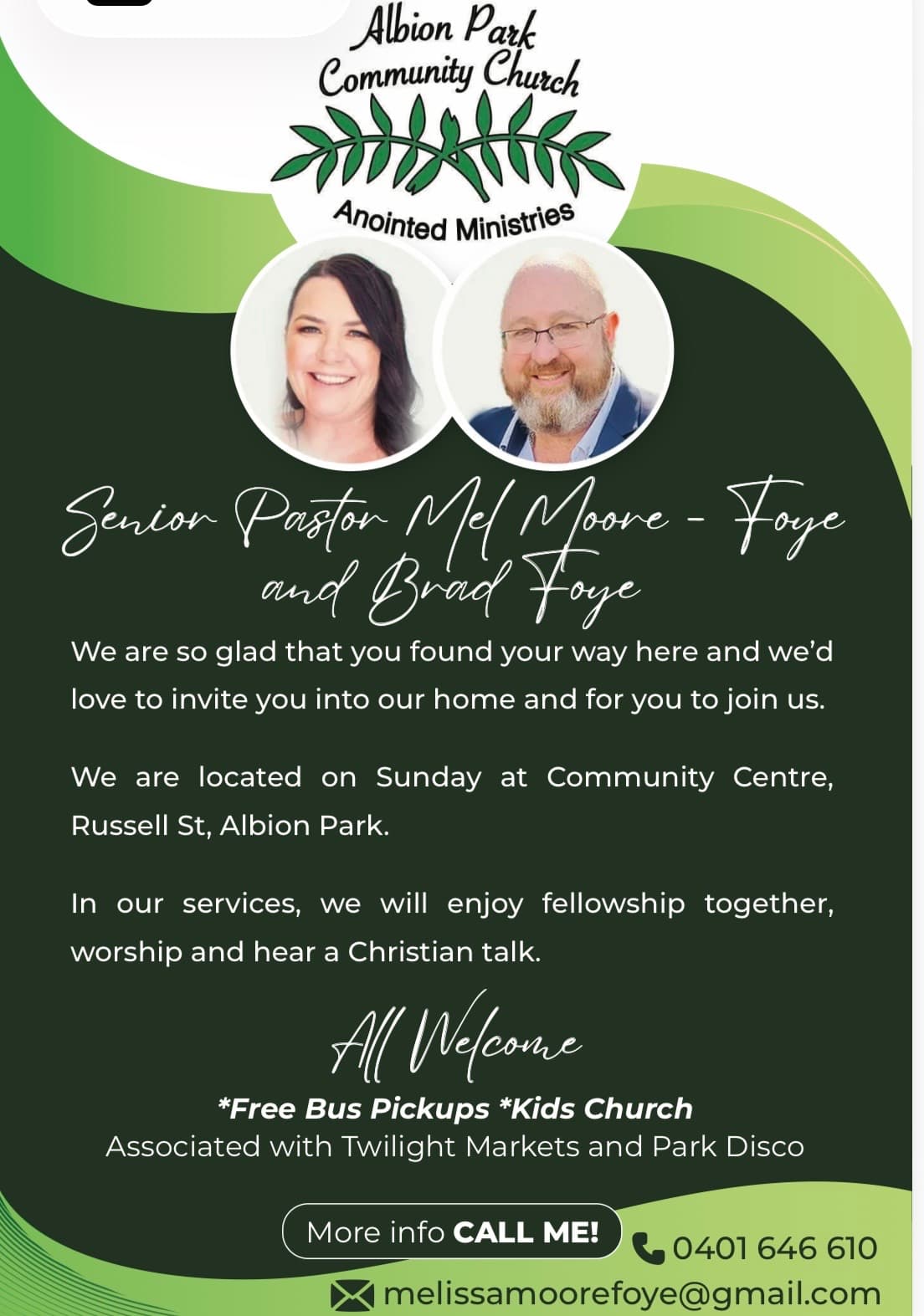 Albion park community church , Anointed ministries